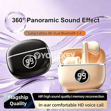 Bluetooth TWS semi-in-ear nauşnikler, HiFi, displeýli, güýçli batareýa