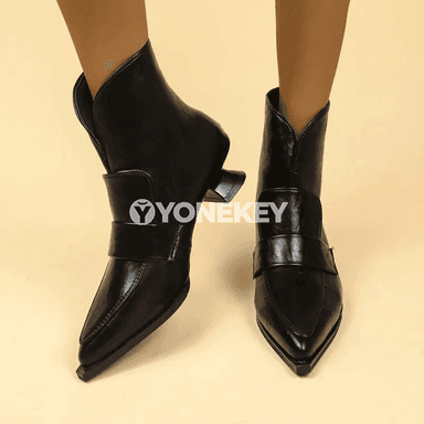 Aýal-gyzlar üçin zamokly moda etikler, ýiti burunly güýz aýakgaby
