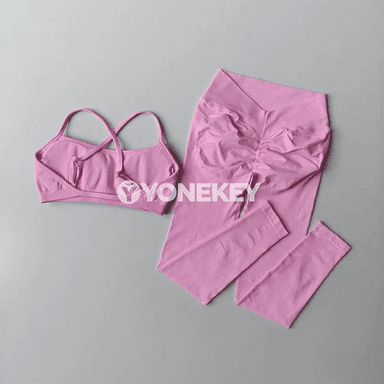 Aýallar üçin tikişsiz ýokary belli sport leggins we paddarly köýnekli toplum