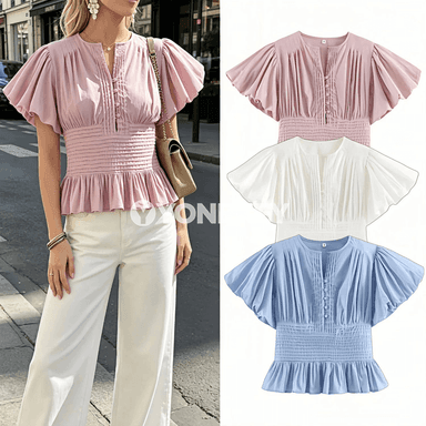 Zenanlar üçin ýazky ýeňli bluzka, ýeňil we elegan stil