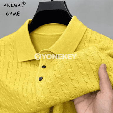 Erkekler üçin V boýun örme pullover switer, ýyly we klassik gyş modeli
