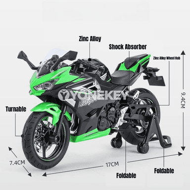 Kawasaki Ninja 400 1:12 metal model motosikleti, ses we ýagtylykly