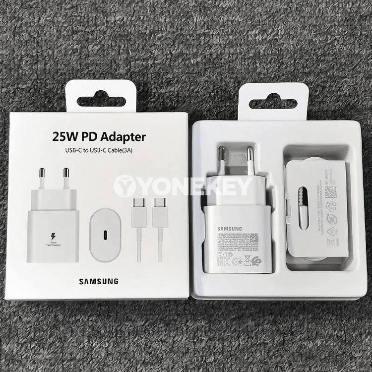 Samsung 25W çalt zarýad beriji adapter, Type-C kabel bilen