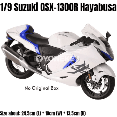 1:9 Suzuki Hayabusa metal motosikl modeli, çyraly, uly ölçegli
