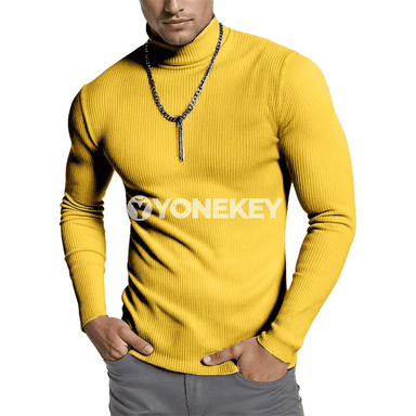 Erkekler üçin ýyly zolakly switer, ýokary boýunly rahat model