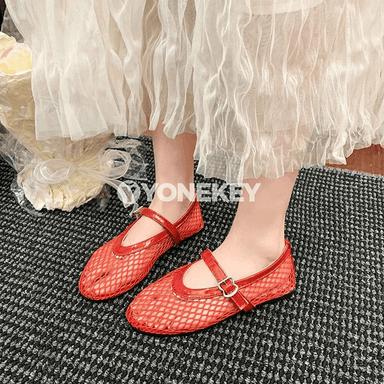 Dem alýan mesh ballet aýakgaplar, ýaz-ýazky tekiz sandal