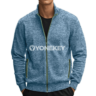 Erkekler üçin ýakaly ýeňil fermuarly jaket, gündelik şäher stili