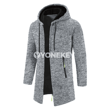Erkekler üçin kapýuşonly ýyly sport sviteri, oversize, fermuarly