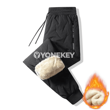 Erkekler üçin ýyly fleece sport balaklar, fermuarly jübili, giň ölçegli