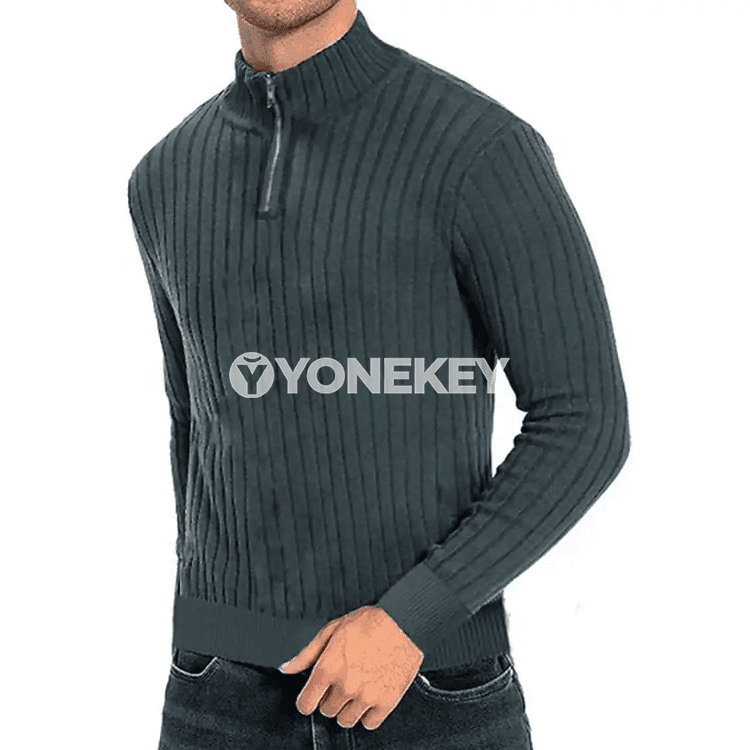 Erkekler üçin ýarym boýunjakly fermuarly ýyly switer