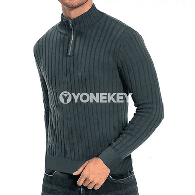 Erkekler üçin ýarym boýunjakly fermuarly ýyly switer