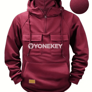 Erkekler üçin vintage oversize kapýuşonly hudi, zipli
