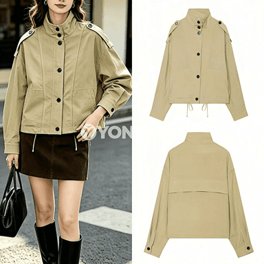 Aýal-gyzlar üçin khaki oversize ýaz-güýz kurtka