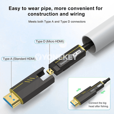 HDMI 2.1 süýümli optik kabeli, Micro HDMI bilen, 8K 60Hz
