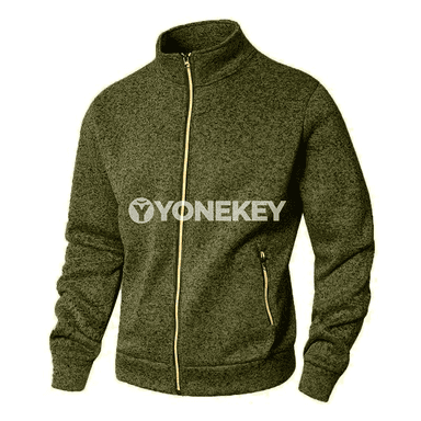 Erkekler üçin stend boýunly fermuarly ýeňil switer-jaket