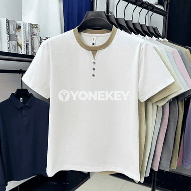 Erkekler üçin gündelik ýeňil Henley futbolka, dem alýan, rahatly