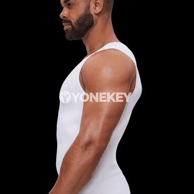 Erkekler üçin inçe görkeziji kompressiýa maýka, ýeňsiz shapewear