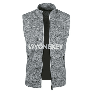 Erkekler üçin fermuarly ýeňsiz ýyly jilet we sport üst eşigi