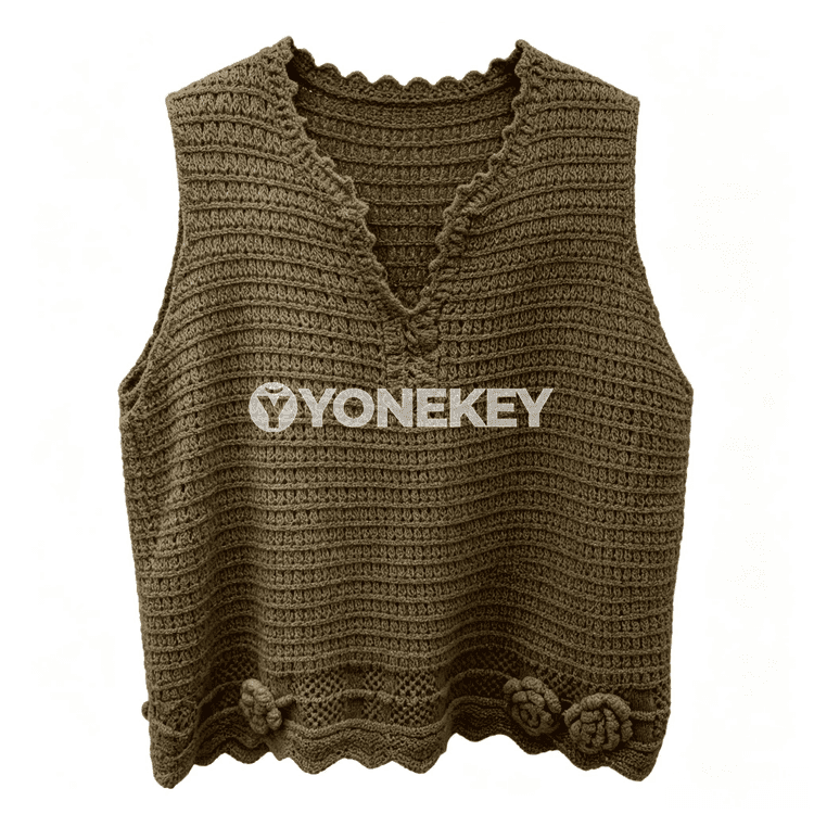 Zenanlar üçin ýeňil örme açyk ýeňsiz vest-kaftan