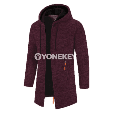 Erkekler üçin kapýuşonly ýyly sport sviteri, oversize, fermuarly