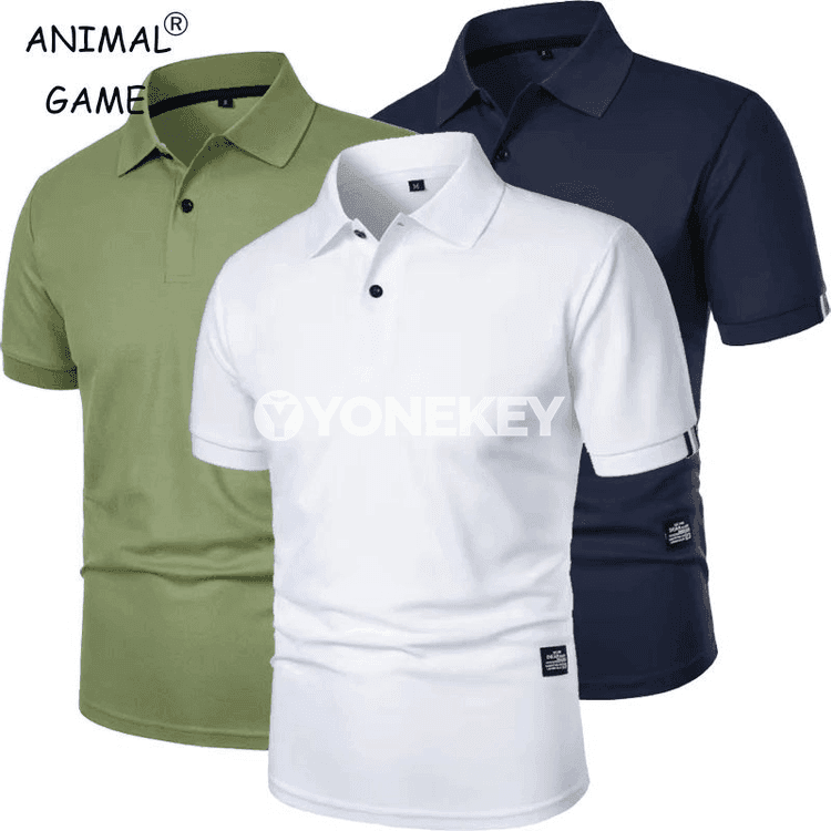 Erkekler üçin ýeňil tomusky polo futbolka, gysga ýeňli