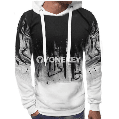 Erkekler üçin gradient çaply rahat kapýuşonly switer