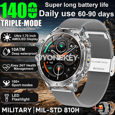 GUHUAVMI AK106 1.7" HD, 1400 mAh, 10ATM sport akylly sagat, Bluetooth jaň