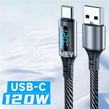 NNBILI 6A 120W sanly görkeziji USB-A Type-C çalt zarýad kabeli
