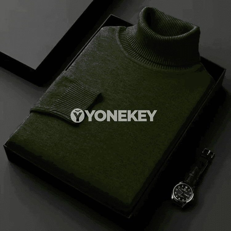 Erkekler üçin ýumşak trikotaj köýnek, ýokary boýunly, gyş ýyly sviter
