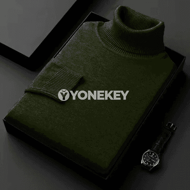 Erkekler üçin ýumşak trikotaj köýnek, ýokary boýunly, gyş ýyly sviter