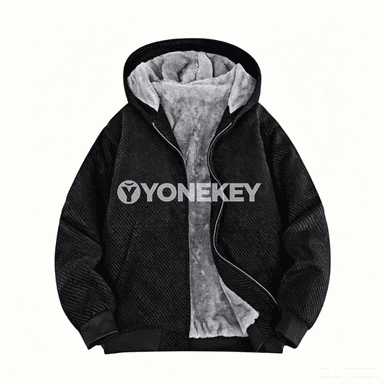 Erkekler üçin ýyly kapýuşonly vintage jaket, uly ölçegli