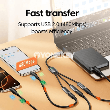 NNBILI 3-in-1 USB Splitter HUB, köp portly zarýad we OTG kabeli
