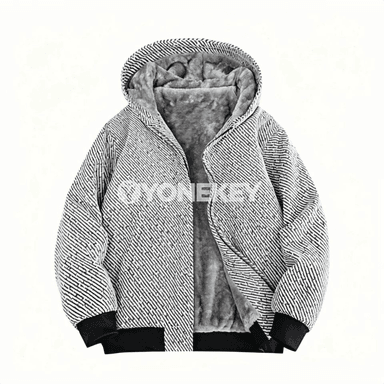Erkekler üçin ýyly kapýuşonly vintage jaket, uly ölçegli