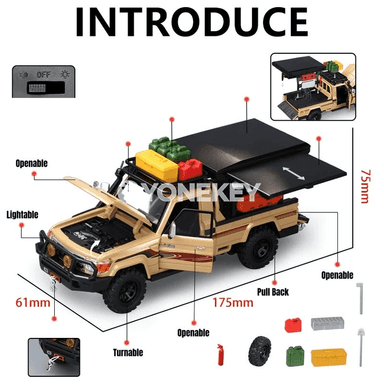 Toyota Land Cruiser LC79 1:32 metal oýunjak awtoulag, ak we sary