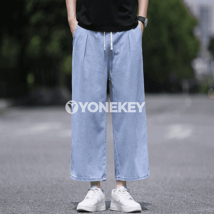 Erkekler üçin giň kesimli ýaz-güýz jeans balak