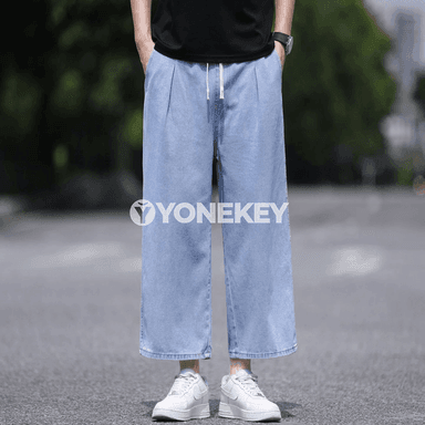 Erkekler üçin giň kesimli ýaz-güýz jeans balak