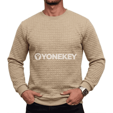 Erkekler üçin ýyly gündelik sweatshirt, uzyn ýeňli, klassik boýunly