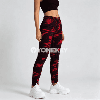 Zenanlar üçin ýokary belli dar jeans jalbar, rahat we laýyk kesim