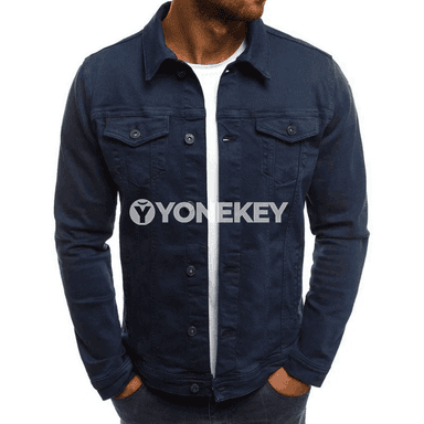 Erkekler üçin ýeňil jyns eňňitli jacket, ýaz-güýz üçin gündelik stil