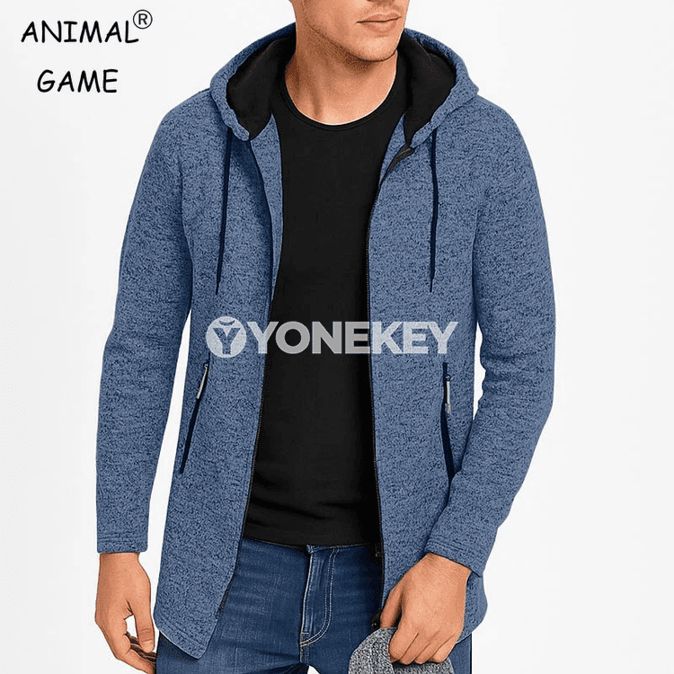 Erkekler üçin kapüşonly giň switer, zipli jübiler bilen