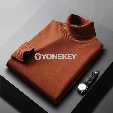 Erkekler üçin ýyly turtleneck sviter, tekiz reňkli uzyn ýeňli