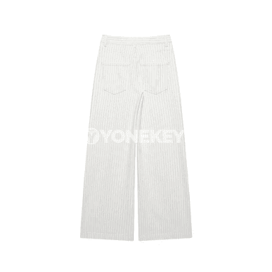 Aýal-gyzlar üçin giň balak jeans, ýokary belli, zolakly, gündelik stil