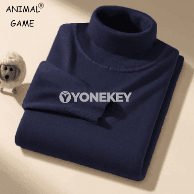 Erkekler üçin ýyly boýunly uzun ýeňli trikotaž switer
