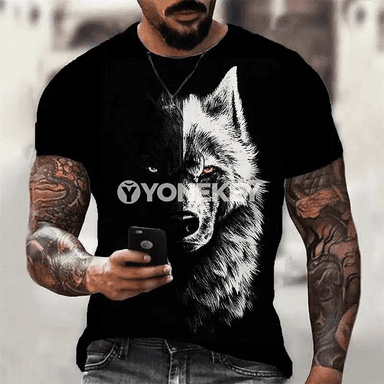 Erkekler üçin 3D ýolbars şekilli tomus futbolkasy, giň kesimli