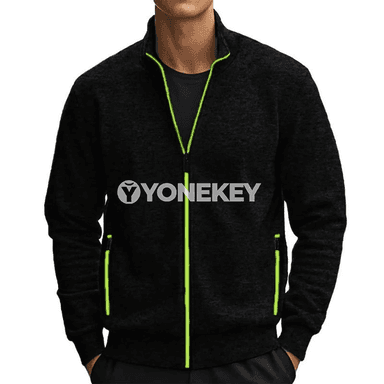 Erkekler üçin ýakaly ýeňil fermuarly jaket, gündelik şäher stili