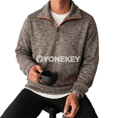 Erkekler üçin ýarym zipli sport köýnegi, rahat, ýeňil we ýyly model