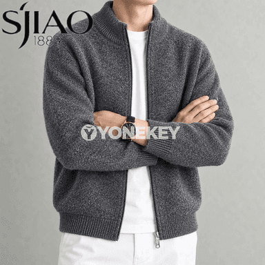 Erkekler üçin täze moda fermuarly ýüň garydyly jempir🧥