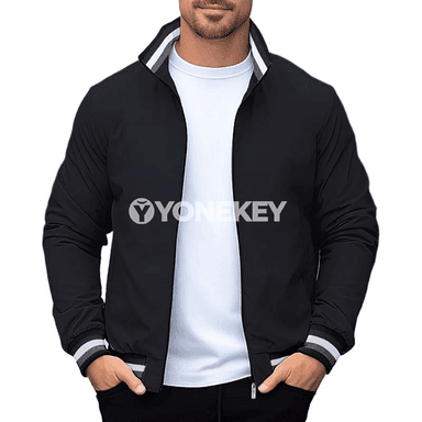 Erkekler üçin ýeňil, fermuarly gündelik penjek, sport görnüşli