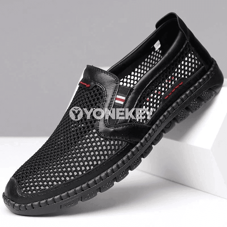 Erkekler üçin tomuslyk mesh köwüşler, ýeňil we rahat slip-on model