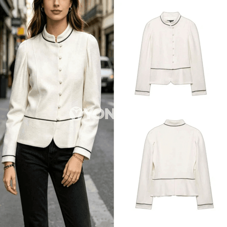 Zenanlar üçin inçe kesimli ak blazer, ofis we gündelik stil